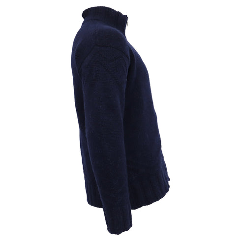 Men's Etro Knitted Zipped Cardigan in Navy Blue Cashmere