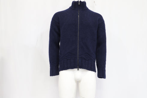 Men's Etro Knitted Zipped Cardigan in Navy Blue Cashmere