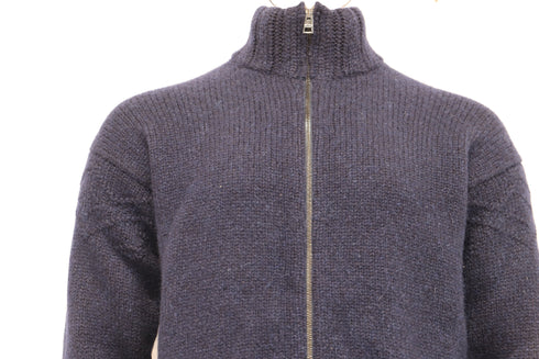Men's Etro Knitted Zipped Cardigan in Navy Blue Cashmere