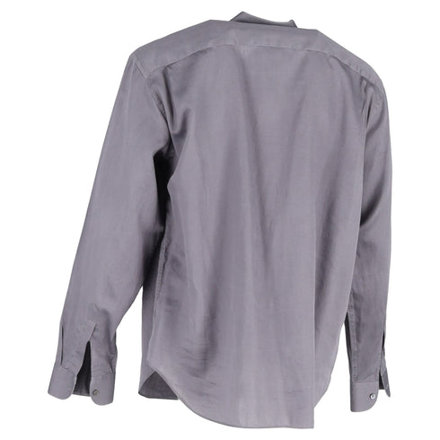 Men's Giorgio Armani Hidden Button Long Sleeve Shirt in Grey Cotton
