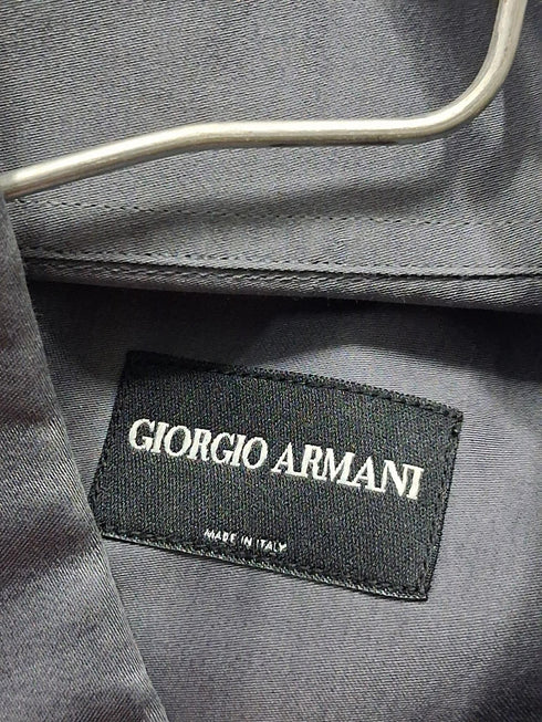 Men's Giorgio Armani Hidden Button Long Sleeve Shirt in Grey Cotton