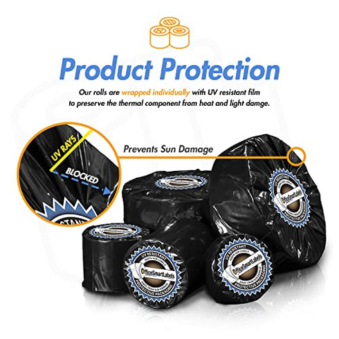(4 Rolls, 900/Roll) 1.5¡± x 1.5¡± Direct Thermal Labels - 1¡± Core, Compatible with Rollo Label Printer & Zebra Desktop Printers - All Purpose QR Barcode Address - Adhesive Perforated