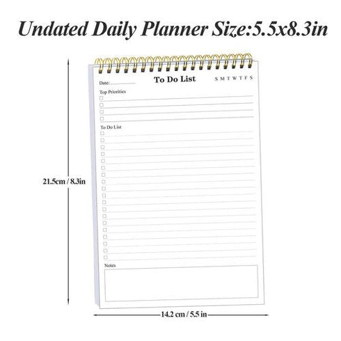 (50-Pack) To Do List Notepad - A5 Undated Daily Planner, 2500 Sheets/5000 Pages To Do List Notebook for Work, Spiral Waterproof Notepad for Office Supplies, School Planner, 5.8 x 8.3