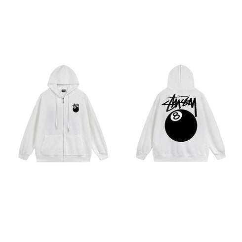 Stussy Hoodie Zip-Up Cardigan Fleece Hooded Sweater