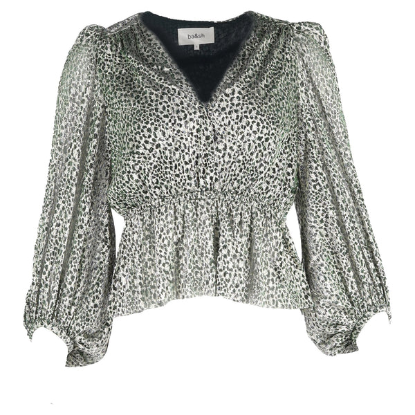 Women's Ba&sh Caitlin Printed Blouse in Animal Print Polyester