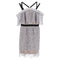 Women's Self-Portrait Floral Lace Off-Shoulder Mini Dress in Grey Polyester