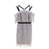 Women's Self-Portrait Floral Lace Off-Shoulder Mini Dress in Grey Polyester
