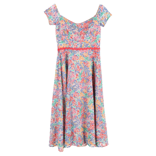 Women's Saloni Printed Off-Shoulder Midi Dress in Multicolor Polyester