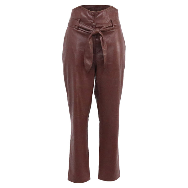 Women's Nanushka Ethan Vegan Leather Pants In Burgundy Polyester