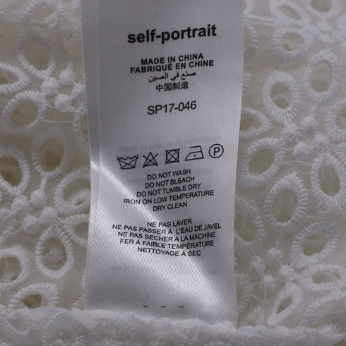 Women's Self-Portrait Floral Eyelet Lace Blouse in White Polyester