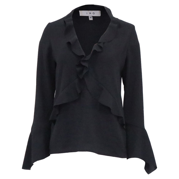 Women's IRO Ruffle Top in Black Polyester