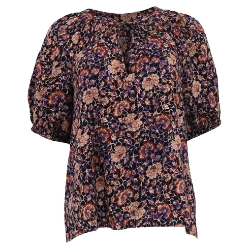 Men's Ulla Johnson Puff Sleeve Peasant Blouse Top in Floral Print Cotton