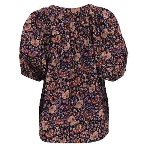 Men's Ulla Johnson Puff Sleeve Peasant Blouse Top in Floral Print Cotton