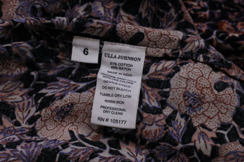 Men's Ulla Johnson Puff Sleeve Peasant Blouse Top in Floral Print Cotton
