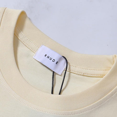 Rhude T-shirts Cannes Beach Coconut Printing Cotton Casual Short Sleeves Men and Women