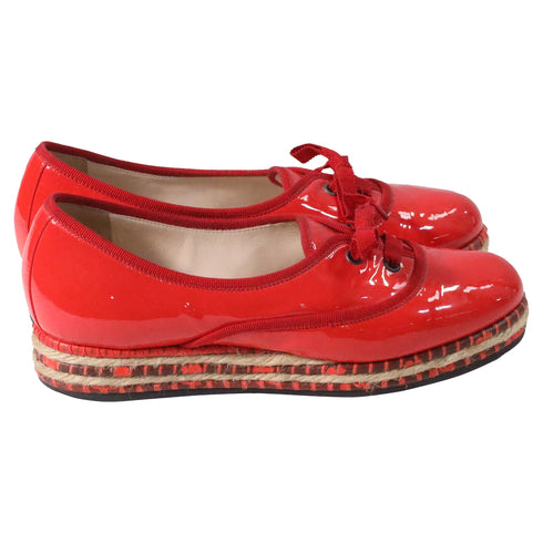 Men's Bottega Veneta Espadrille Ballet Flats in Red Patent Leather