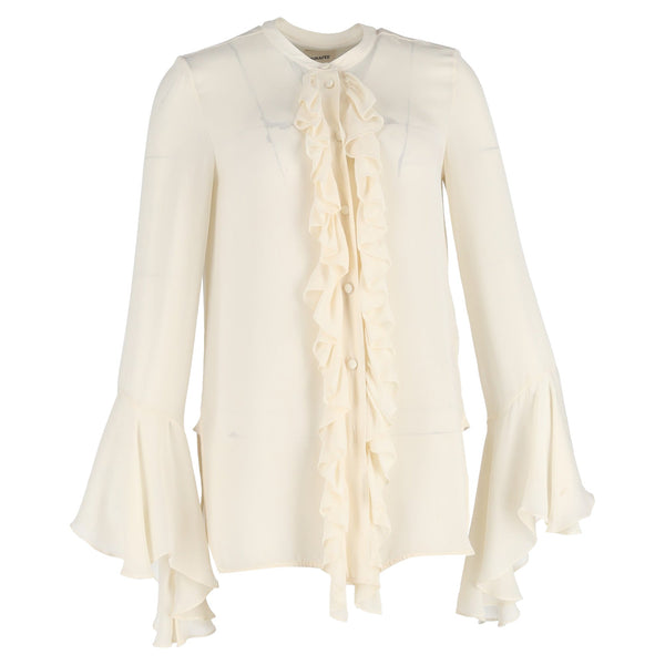 Women's Khaite Keith Ruffled Blouse in Ivory Silk