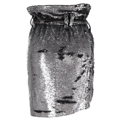 Women's Iro Mini Skirt in Silver Sequins