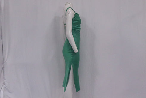 Women's Nanushka Square-Neck Backless Midi Dress in Green Triacetate