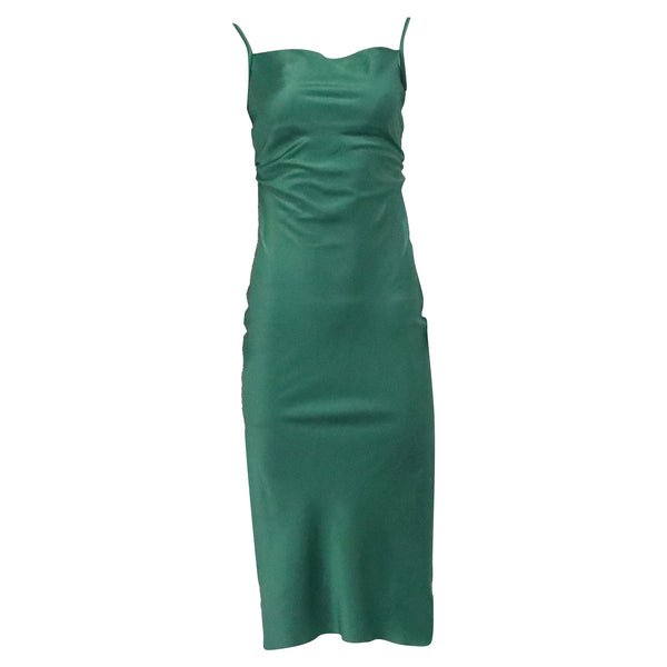 Women's Nanushka Square-Neck Backless Midi Dress in Green Triacetate