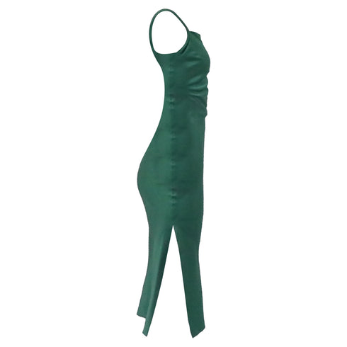 Women's Nanushka Square-Neck Backless Midi Dress in Green Triacetate