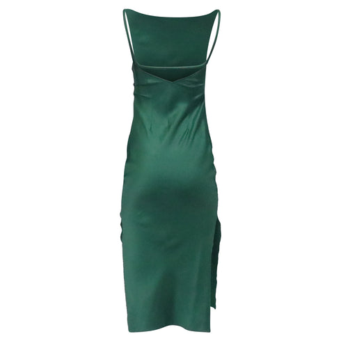 Women's Nanushka Square-Neck Backless Midi Dress in Green Triacetate