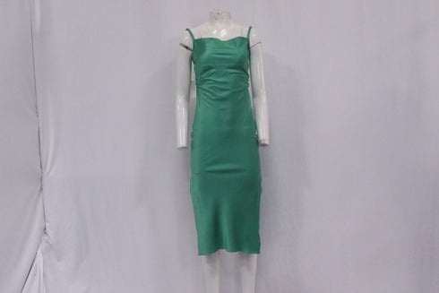 Women's Nanushka Square-Neck Backless Midi Dress in Green Triacetate