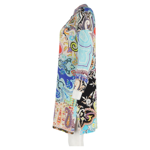 Women's Etro Knee Length Printed Dress in Multicolor Silk