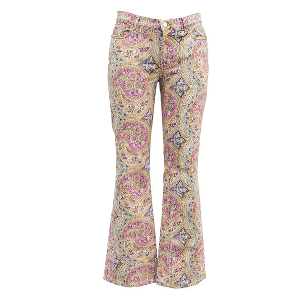 Women's Etro Paisley Stretch Low-Rise Flared Jeans in Multicolor Cotton