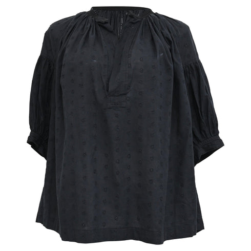 Women's Tricot Comme Des Garçons Eyelet Blouse in Black Cotton