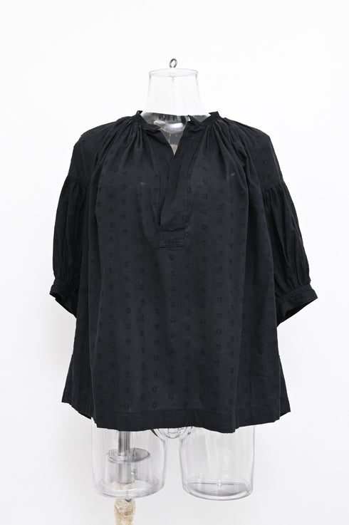 Women's Tricot Comme Des Garçons Eyelet Blouse in Black Cotton