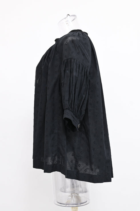 Women's Tricot Comme Des Garçons Eyelet Blouse in Black Cotton