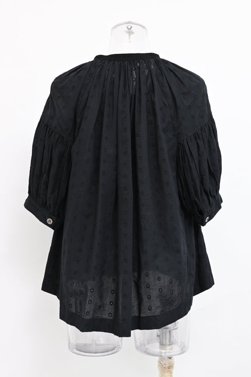 Women's Tricot Comme Des Garçons Eyelet Blouse in Black Cotton
