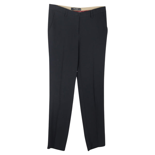 Women's Etro Straight Leg Trousers in Black Polyester