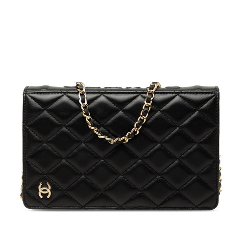 Book Wallet on Chain Quilted Lambskin