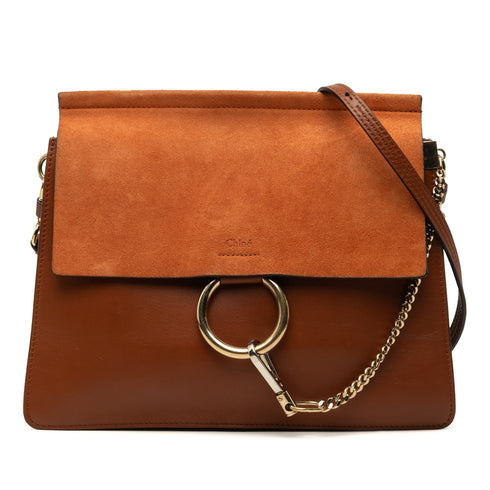 Faye Shoulder Bag Leather and Suede Medium
