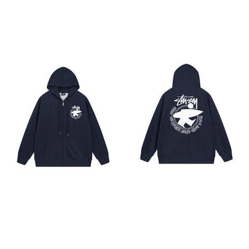 Stussy Hoodie Zip-Up Cardigan Fleece Hooded Sweater