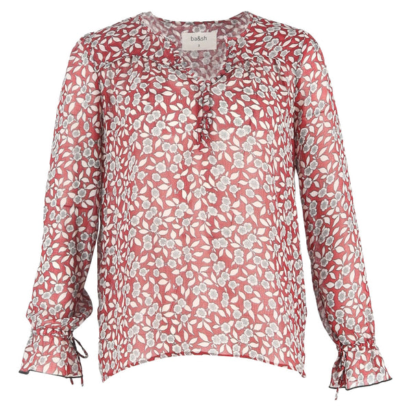 Women's Ba&sh Beatrix Floral Top In Red Polyester