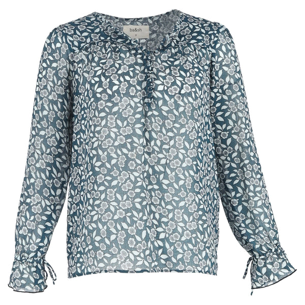 Women's Ba&sh Beatrix Printed Blouse in Blue Polyester