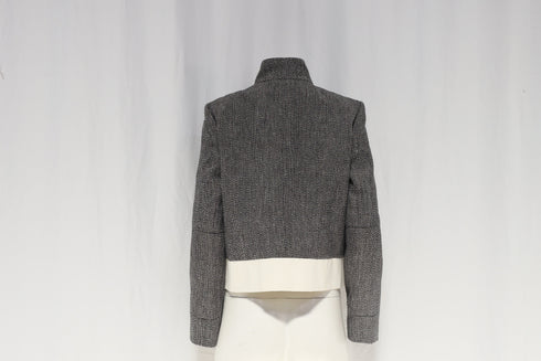 Women's Joseph Zipped Tweed Biker Jacket in Black Linen
