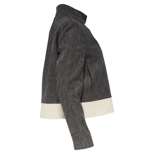Women's Joseph Zipped Tweed Biker Jacket in Black Linen