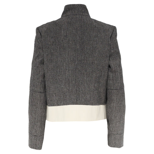 Women's Joseph Zipped Tweed Biker Jacket in Black Linen