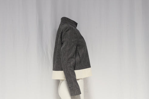 Women's Joseph Zipped Tweed Biker Jacket in Black Linen