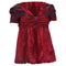 Women's Marc Jacobs Polka Dot and Striped V-Neck Blouse in Burgundy Silk