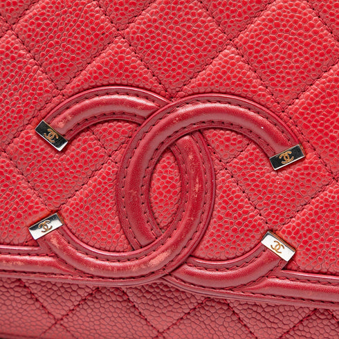 Filigree Flap Bag Quilted Caviar Medium