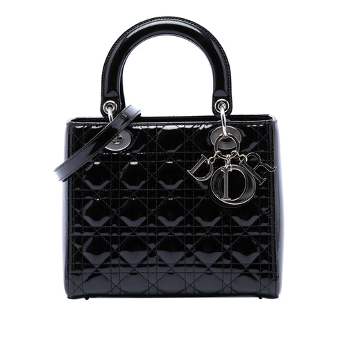 Lady Dior Bag Cannage Quilt Patent Medium
