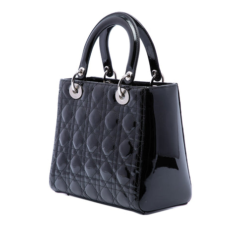 Lady Dior Bag Cannage Quilt Patent Medium