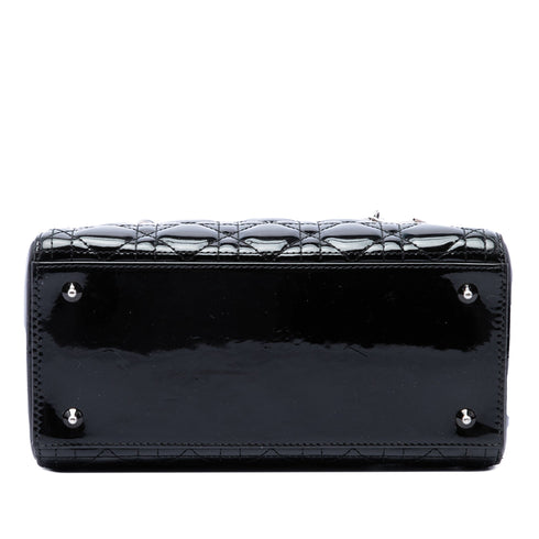 Lady Dior Bag Cannage Quilt Patent Medium