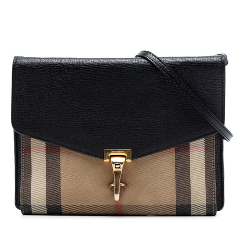 Macken Crossbody Bag Leather and House Check Canvas Small