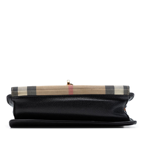 Macken Crossbody Bag Leather and House Check Canvas Small